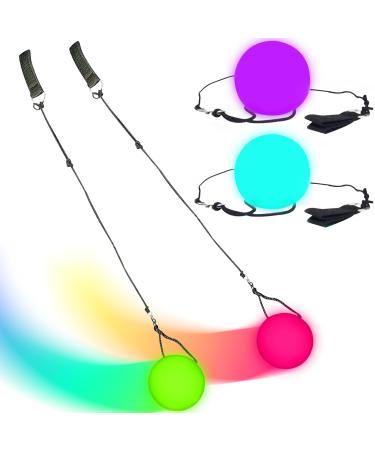Funmo LED POI 2 pieces LED POI balls POI juggling balls for beginners and professionals rainbow flaps and high stroboscope with adjustable double loops