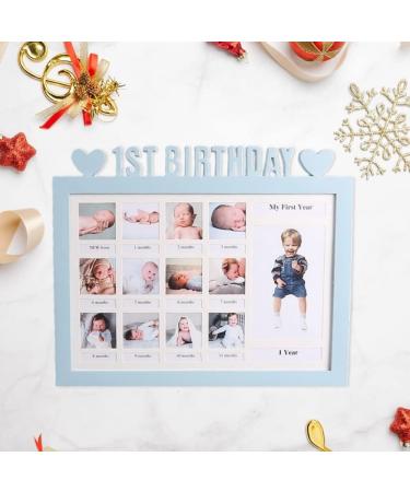 First Year Photo Moment Frames Diy 0-12 Month Picture Display Plastic Collage Frame Memory Gift Blue - Buy Online on SooperMarket.com