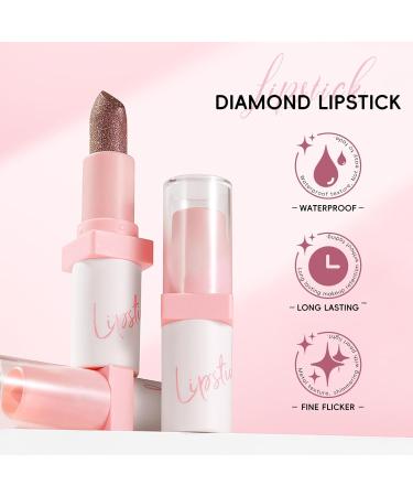 Metallic Dark Brown Lipstick Liner Set - Long Lasting Glitter Diamond Lip Color | Full Coverage Non-Stick Makeup for Women - Buy Online on SooperMarket.com