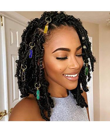 Crystal Hair Jewels for Braids: Gold Natural Stone Loc Jewelry for Black Women (Pack of 5) - Buy Online on SooperMarket.com