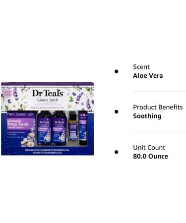 Dr. Teal's Melatonin 5-Piece Bath Gift Set - Better Sleep with 11oz Sleep Soak, 3oz Bath, Body Wash, Oil & Lotion - Mother's Day Spa Kit - Buy Online on SooperMarket.com