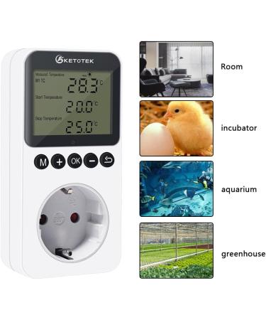 Ketotek Digital Thermostat Socket Timer - 230V Temperature Controller for Greenhouse & Terrarium | KT3200 - Buy Online on SooperMarket.com