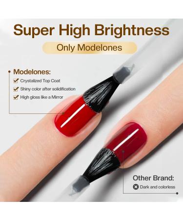 Modelones Gel Nail Polish Top and Base Set - 2x15ml No Wipe Kit for Long Lasting Glossy Manicure - Buy Online on SooperMarket.com