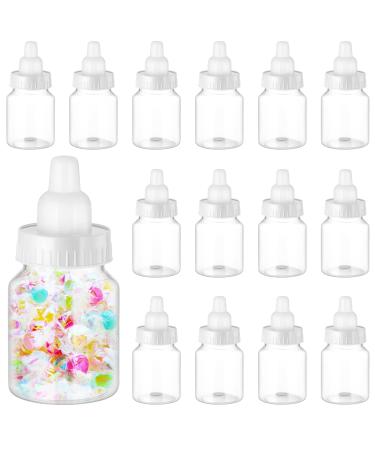 36 Pcs 3.5 Inch Baby Bottle Shower Favor Mini Plastic Candy Bottle Clear Plastic Baby Bottles for Baby Shower Mini Baby Bottle Feeding Bottle Candy Box for Baby Shower Favor Gift Decor (White)