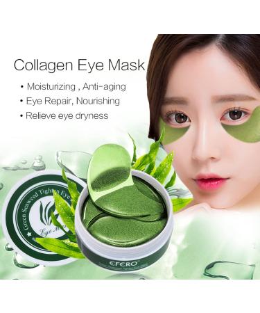 WALULAN Green Eye Mask - 60 Pcs - Anti-Wrinkle Treatment for Puffy Eyes, Dark Circles, Fine Lines - Moisturizing Collagen Eye Patches - Buy Online on SooperMarket.com