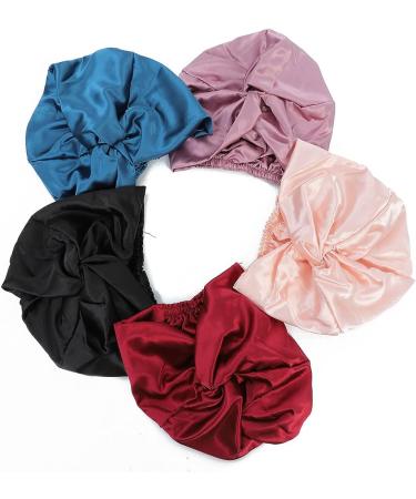 Lenaqueen 100% Silk Night Cap for Women - Pink Silk Sleep Bonnet with Elastic Band - Buy Online on SooperMarket.com