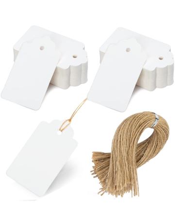 SallyFashion 100pcs White Paper Gift Tags with String, Blank Gift Bags Tags Price Tags DIY Crafts