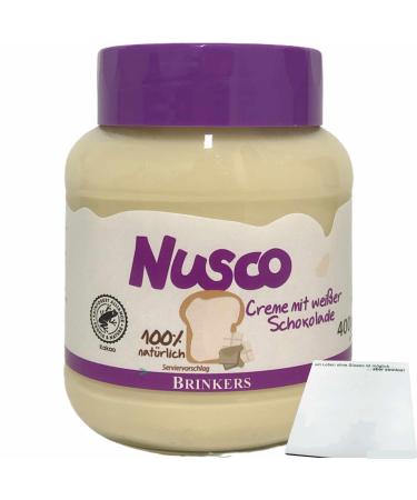 Nusco white chocolate cream spread with 2.5% white chocolate (400g jar) + usy block