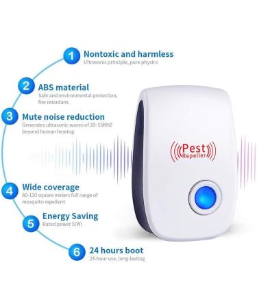 WahooArt Ultrasonic Pest Repeller 6 Pack - Electronic Indoor Plug-In for Insects, Mosquitoes, Mice, Ants, Roaches, Spiders, Bugs, Flies - Non-Toxic Pest Control Solution - Buy Online on SooperMarket.com