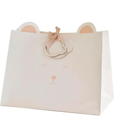 Ginger Ray Baby Shower White Teddy Bear Gift Bag with Pop-Out Ears | Neutral Gender-Friendly Design - Buy Online on SooperMarket.com