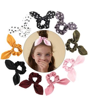 Satin Silk Scrunchies with Bunny Ear Bow - Elegant Hair Ties for Ponytails - Buy Online on SooperMarket.com