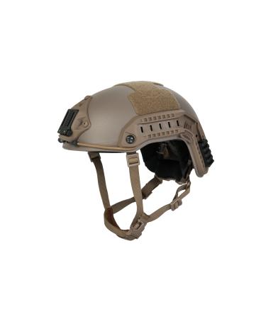 Lancer Tactical Medium - Large Industrial ABS Plastic Constructed Maritime Helmet Adjustable Crown 20mm Side Rail Adapter Velcro Padding Stickers NVG Shroud Bungee Retention Goggle Clip DARK EARTH