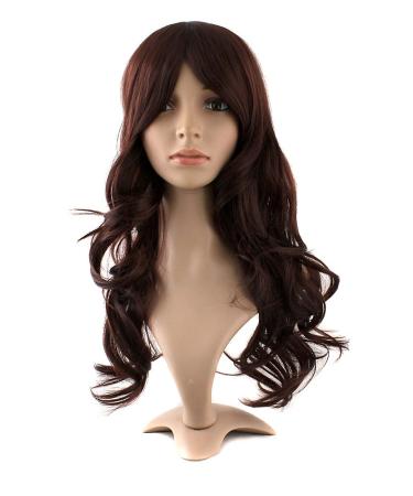 MapofBeauty Charming Synthetic Fiber Long Wavy Hair Wig Women's Party Full Wigs (Dark Brown)