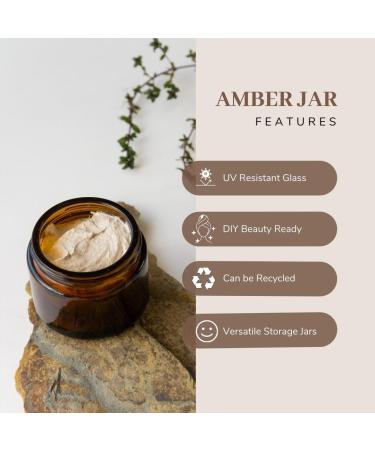 Set of 6 Amber Glass Jars - 60ml Brown Glass Container Jars for Storage with Airtight Black Lids Luxury Cosmetic Container for Candles Creams & Salves - Buy Online on SooperMarket.com