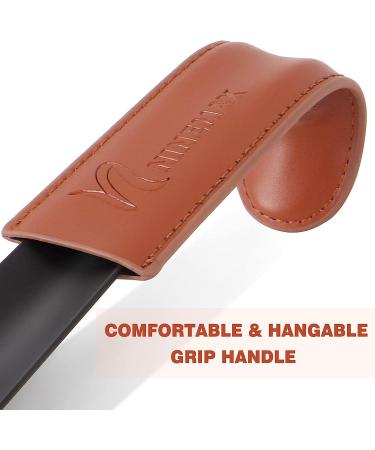 NINEMAX Long Handle Metal Shoe Horn for Seniors - 16.5 Boot Horn with Leather Handle for Men & Women - Buy Online on SooperMarket.com