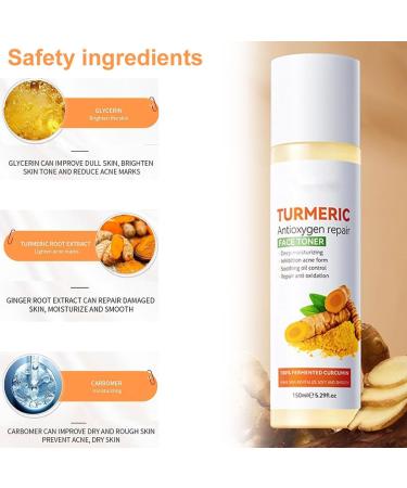 Turmeric Face Toner Dark Spots Skin Toner for Face Turmeric Hydrating Face Toner for Dry Skin Turmeric Oil Toner Serum Reduce Dark Spots & Acne Toner Moisturiser Day & Night Use 150 ml - Buy Online on SooperMarket.com