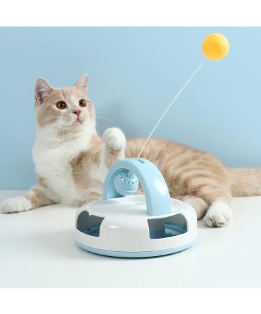 Suhaco 3-in-1 Interactive Cat Toy Set with Feather Wand, Catnip Ball, and Bell Track Toy - Self Play Fun for Indoor Cats - Blue - Buy Online on SooperMarket.com