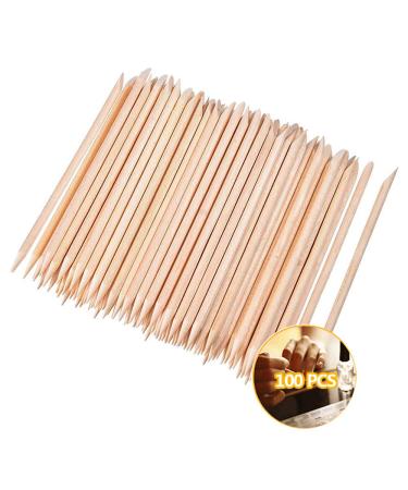 Orange wood sticks 100 PCs nail cutters stick double -sided nail art multifunctional nail shaver nails nail manica sticks wooden sticks for presser manicure art pedicure nail skin care