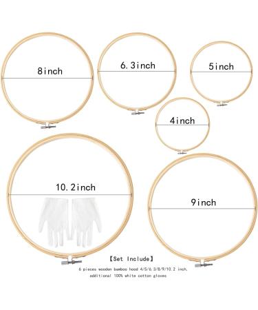 6PCS Matchne Bamboo Embroidery Hoops - 4 to 10 Inch Sizes - Easy Tighten/Loosen - Cross Stitch & Needlework Supplies - Crafts - Buy Online on SooperMarket.com