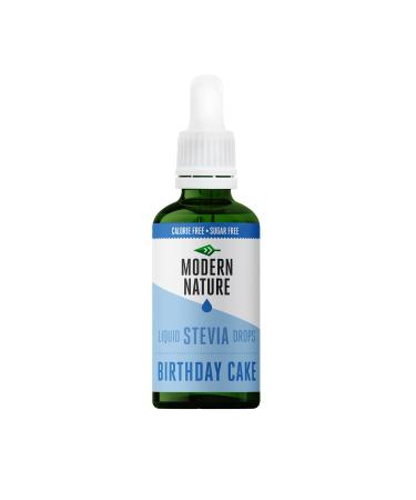Modern Nature Birthday Cake Flavour Drops - Liquid Stevia Drops Sweetner - Zero Calorie Sugar Free Coffee Syrup Alternative - Flavoured Coffee Protein Powder Yoghurt Tea Vegan Keto Sweetener 50ml