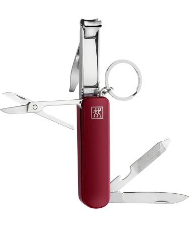 ZWILLING Multi-Tool Manicure and Pedicure for on the go with keychain travel size made of stainless steel red 75mm 75 mm red