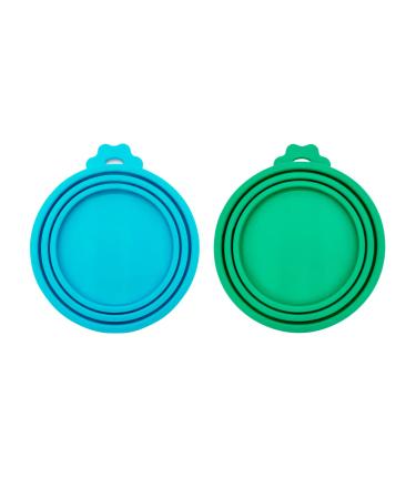 Peslogy 2pcs Universal Silicone Tin Can Lids Pet Food Can Cover Can Lids Pet Dog Cat Food Storage Can Tin Covers Lid Top 1 Fit 3 Standard Size (Blue and Green)