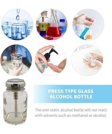 Push Glass Bottle Push Down Pump Alcohol Dispenser Pressed Bottle for Nail Polish Makeup Remover 80ML - Buy Online on SooperMarket.com