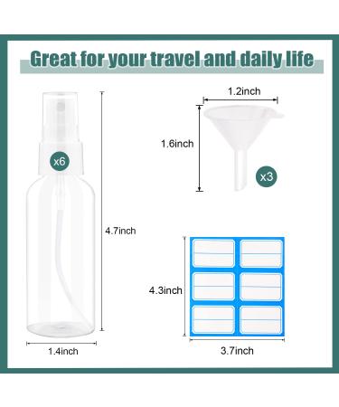 MEKK 2oz Mini Travel Spray Bottles - 6 Pack Fine Mist Clear Bottles for Cleaning Solutions - Buy Online on SooperMarket.com