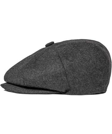 JANGOUL Men Wool Blend Newsboy Cap Tweed Cabbie Hat Snap Brim Dark Grey 7 3/8 - Buy Online on SooperMarket.com