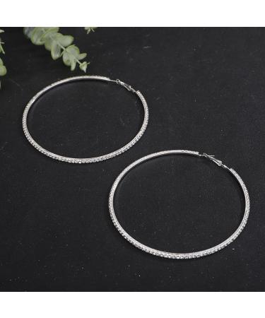 Jumwrit Shiny Big Hoop Rhinestone Dangle Earrings | Sparkle Crystal Circle Studs | Fashion Jewelry Gift for Women - Buy Online on SooperMarket.com