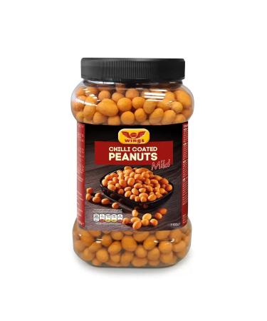 Wings Spicy Chilli Sharing Peanuts - Crunchy Coated Peanuts Snacks with Chilli Flavour 1.1kg Perfect Pub Snacks for Snacking Movie Nights Peanut Lovers with Topline Card.