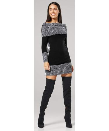 HAPPY MAMA Maternity Bardot Knitted Jumper Dress Pullover Sweater - Black (Size 16-18) - Buy Online on SooperMarket.com