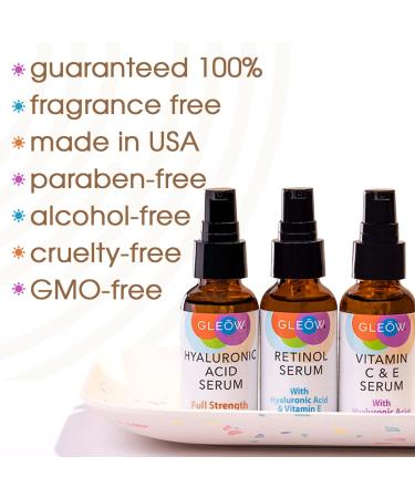 Intro Offer: Retinol + Vitamin C + Hyaluronic Acid Anti-Aging Face Serum by GLEOW - 3x1 fl oz Pack - Buy Online on SooperMarket.com