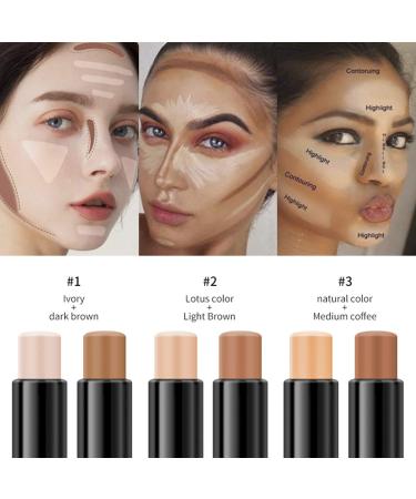 Double-Head 2 in 1 Highlighter & Contour Stick Set - Long Lasting Cosmetics in Ivory & Dark Brown - Buy Online on SooperMarket.com
