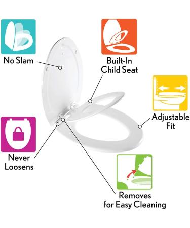 Mayfair 888SLOW 000 NextStep2 Round White Toilet Seat with Built-In Potty Training Seat - Slow-Close & Removable - Buy Online on SooperMarket.com