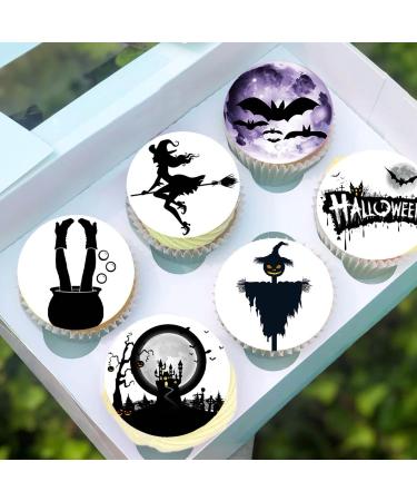 24 x Pre-Cut Halloween Mix 7 Edible Stand up Wafer/Rice Paper Cupcake Toppers Birthday Party Cake Decorations