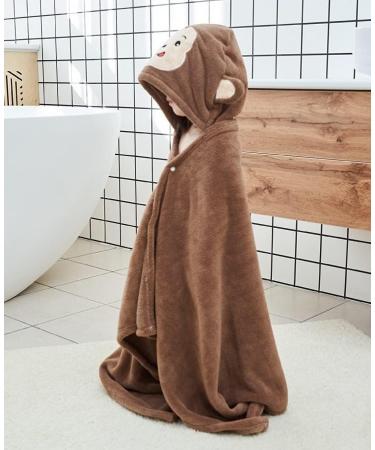 Gneliwm Baby Hooded Bath Towel Swaddle Wrap Blanket Bathrobe Ultra Soft Absorbent Coral Velvet Poncho Shower Towel for Newborn Infant Toddler (Brown Monkey) - Buy Online on SooperMarket.com