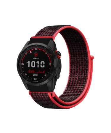 Kogiio bracelet Quickfit 26mm for Garmin Descent Mk3i 51mm/Tactix 7 Amoled/Epix 2 Pro 51mm/Fenix 7x per solar/7x (GPS/Pro/Sapphire GPS)/5x (Sapphire/GPS) nylon adjustable bracelet - red/blackRed Black