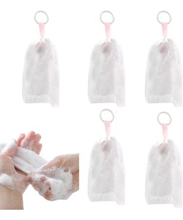 Foaming Net for Face Washing 5Pcs Soft Skin-friendly Soap Net with Hanging Rope PE Cleanser Foamer Bubble Net for Bathroom - Buy Online on SooperMarket.com