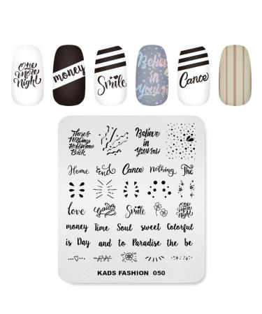 Nail Stamping Plate Fashion Party Letters Words Dots Drop Theme Multi-Pattern Stamp Print Image Stamp Template Nail Art for Nail Design 4#