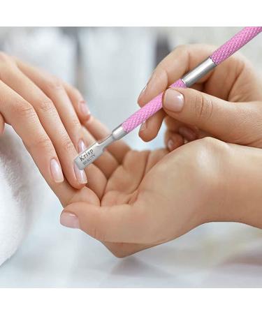 Krisp Beauty Dual Sided Cuticle Pusher - Surgical Grade Stainless Steel Manicure Pedicure Tool Set for Nail Care - Pink - Buy Online on SooperMarket.com