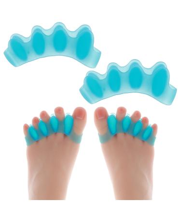 WLLHYF Gel Toe Separator Toe Spacers Soft Gel Pedicure Kit Bunion Corrector Hammer Toe Straightener Toe Corrector for Men Women Toenail Polish Grooming (Blue)
