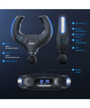 Upgraded Deep Tissue Massage Gun with EMS Technology - 20 Speed Percussion Muscle Massager for Pain Relief and Relaxation - Handheld Electric Pulse Massager with 20 Pads - Black - Buy Online on SooperMarket.com