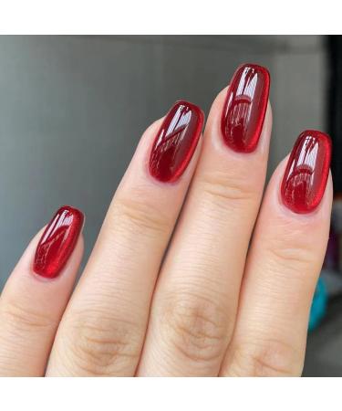 Ruarby Detachable False Nails Full Cover False Nails Medium Short False Nails Cat Eye Press on Nails Stick on Nails for Women JP3092