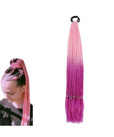 prinfantasy Color Wig Braided Wig Hair Ponytail Fiber Wig Braids Gradient Color Braid Ponytail Braid Hairpiece Giant Hair Band Braided Ponytail Purple Hair Extensions BZ200 GBBZ200 24 inch