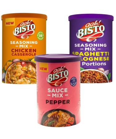 Seasoning Mix Bundle with Bisto Chicken Casserole Seasoning Mix 170g Spaghetti Bolognese Seasoning Mix 170g and Pepper Sauce Mix 185g (3 Pack)