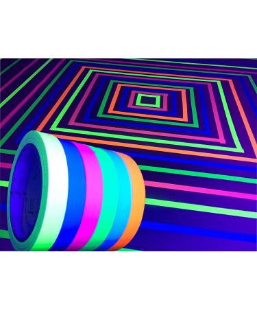 GreyParrot Tape UV Tape Blacklight Reactive, (6 Pack), (6 Colors), 33ft Per Roll, Fluorescent Cloth Tape, Glow in The Dark Tape Under UV Black Light 0.59in x 33ft