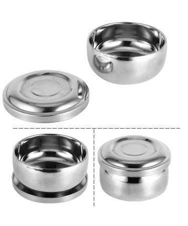 Men's Wet Shaving Soap Mug Bowl - Silver Metal Face Cleaning Tool with Lid | Premium Shaving Essentials - Buy Online on SooperMarket.com