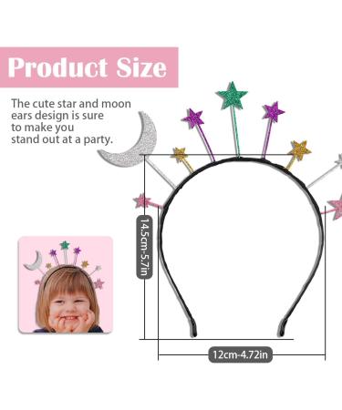 Colourful StarMoon Headband Birthday Party Hair Hoop Glitter Fashion Hair Accessory Wedding Princess Crown Headdress For Birthday Party Cosplay Costume - Buy Online on SooperMarket.com