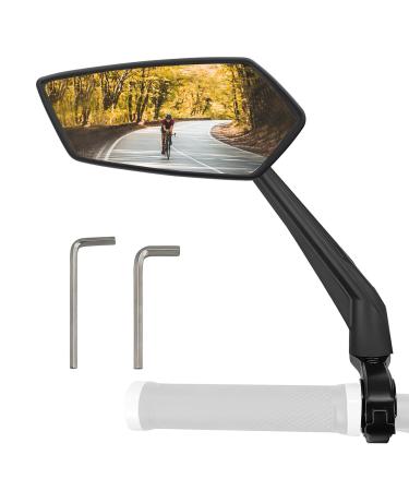 Arkham bike mirror HD Extra large mirror surface impact-resistant real glass bike mirror for left handlebar 21-25.4mm rear view mirror bike mirror for e-bike bicycle backing universal (left)